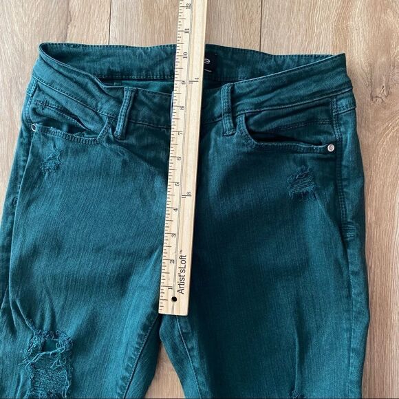 Bebe Womens Distressed Hunter Green Low Rise Denim Skinny Jeans Size 24 - Picture 5 of 6